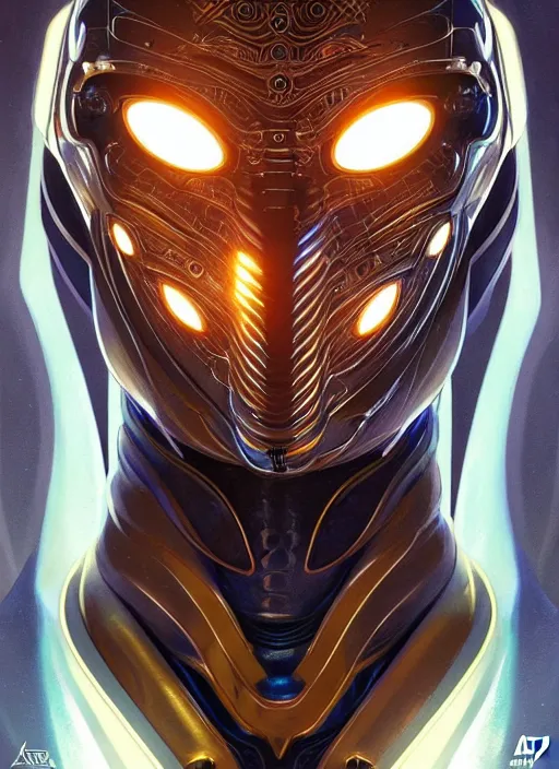 Image similar to Symmetry!! portrait of the Guyver, sci-fi armour, tech wear, glowing lights!! sci-fi, intricate, elegant, highly detailed, digital painting, artstation, concept art, smooth, sharp focus, illustration, art by artgerm and greg rutkowski and alphonse mucha