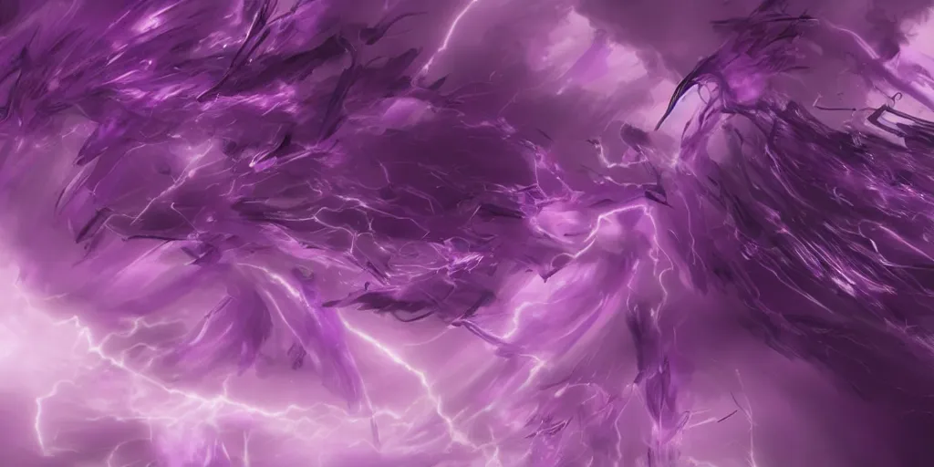 Prompt: purple and scarlet tornado, storm, rays, artstation