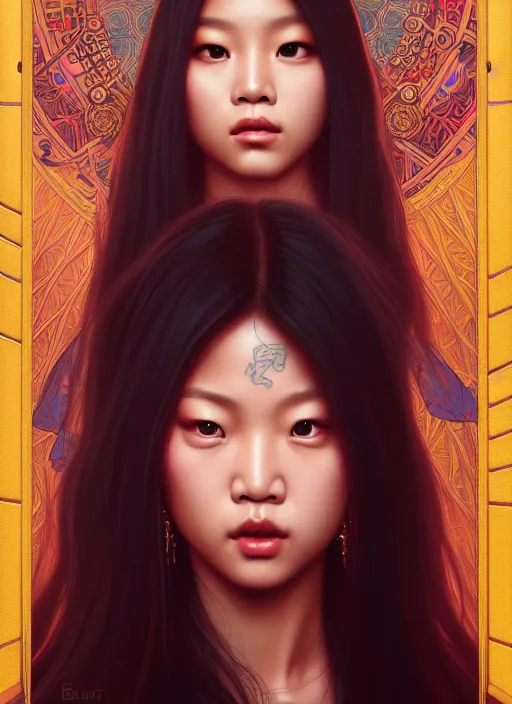 Image similar to jennie kim of blackpink, queen, tarot card, highly detailed, digital painting, smooth, sharp focus, illustration, ultra realistic, unreal engine, 8 k, art by simon bisley and greg rutkowski and alphonse mucha