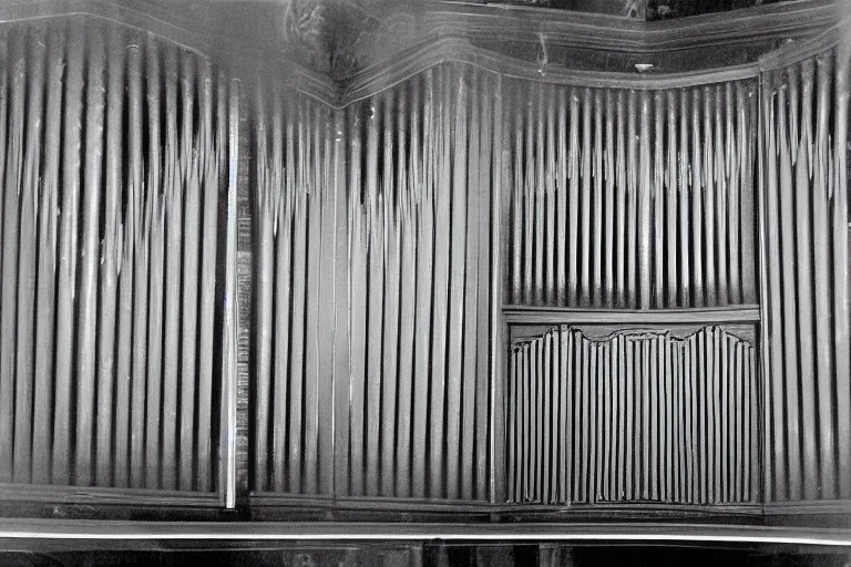 Image similar to pipe organ made entirely of dark smoke, 8 0 mm film, high detail