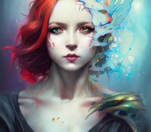 Image similar to a Demon Slayer FAN art portrait of Daki ,by Stanely Artgerm,Tom Bagshaw,arthur adams,Carne Griffiths,trending on DeviantArt,street art,face enhance,chillwave,maximalist,full of color,glittering