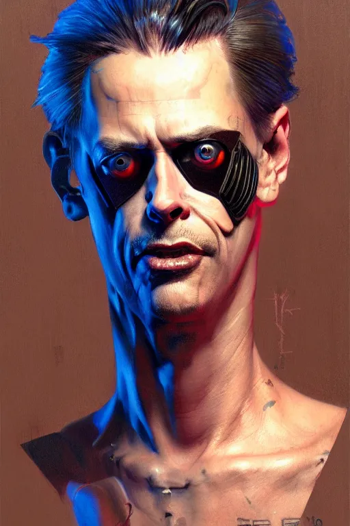 Image similar to cyberpunk steve buscemi, character design, painting by gaston bussiere, katsuya terada, frank frazetta, tom of finland, trending on artstation