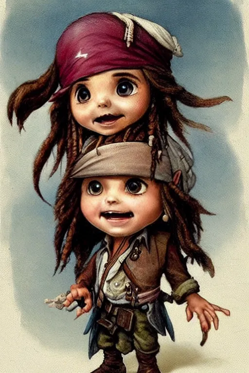 Image similar to ( ( ( ( ( 1 9 5 0 s chibi cute baby jack sparrow. muted colors. ) ) ) ) ) by jean - baptiste monge!!!!!!!!!!!!!!!!!!!!!!!!!!!