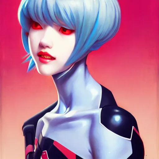 Image similar to portrait of Rei Ayanami, League of Legend illustration, asymmetrical, profile picture, Organic Painting, sunny day, Matte Painting, bold shapes, hard edges, street art, trending on artstation, by Sam Youn and Gil Elvgren and Sachin Teng