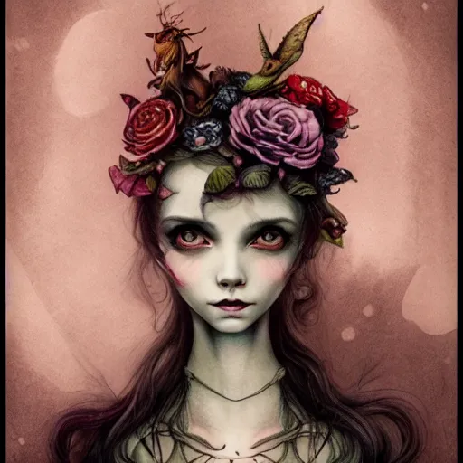 Image similar to a portrait in the style of anna dittmann and mark ryden and arthur rackham.