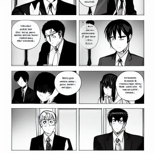 Image similar to a manga page of The Office in the style of Spy x Family