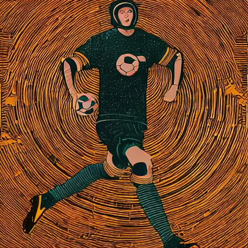 Image similar to illustration of football ball, by artgem, da vinci and victo ngai