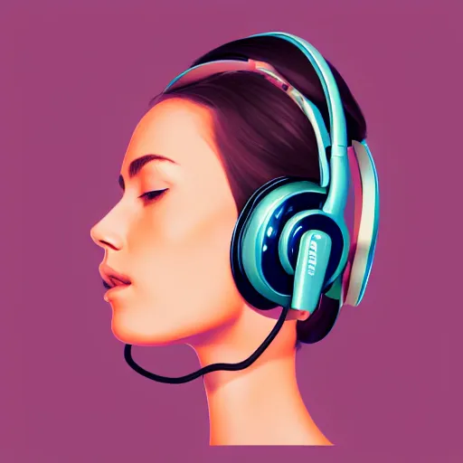 Image similar to an illustration of a beautiful woman listening to music with headphones by Quentin de Warren, highly detailed, digital art, trending on artstation