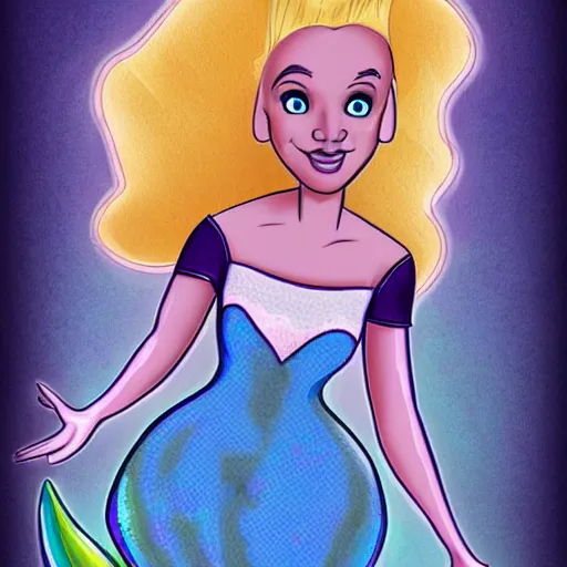 Image similar to doc brown as arielle the mermaid, disney art style, detailed, radiant light, water