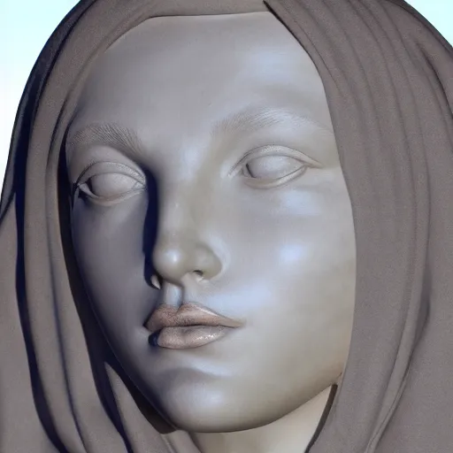 Prompt: a marble sculpture of the veiled virgin, subsurface scattering, !face, !female, covered in water veil , physically based rendering, photo realistic, top light , dark background