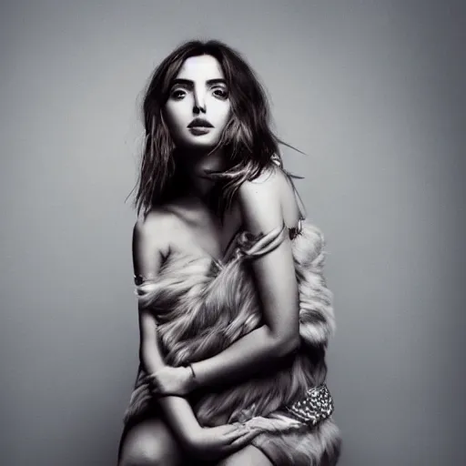 Prompt: a portrait photo of ana de armas, high quality, studio photography, artistic, beautiful, in the style of richard avedon