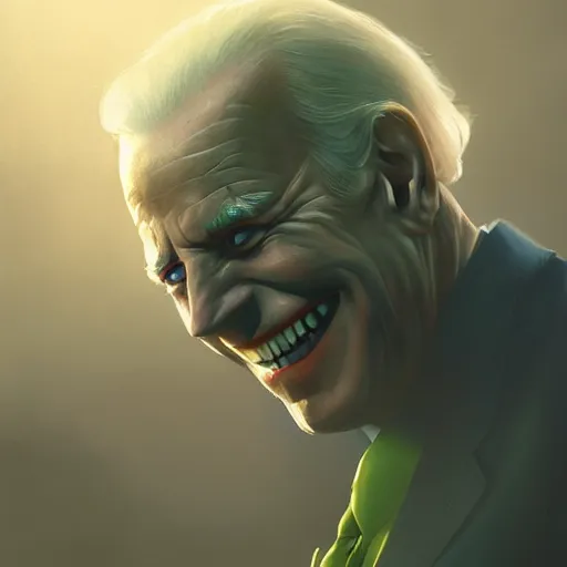 Image similar to joe biden as the joker, dramatic lighting, cinematic, establishing shot, extremly high detail, photorealistic, cinematic lighting, artstation, style by greg rutkowski