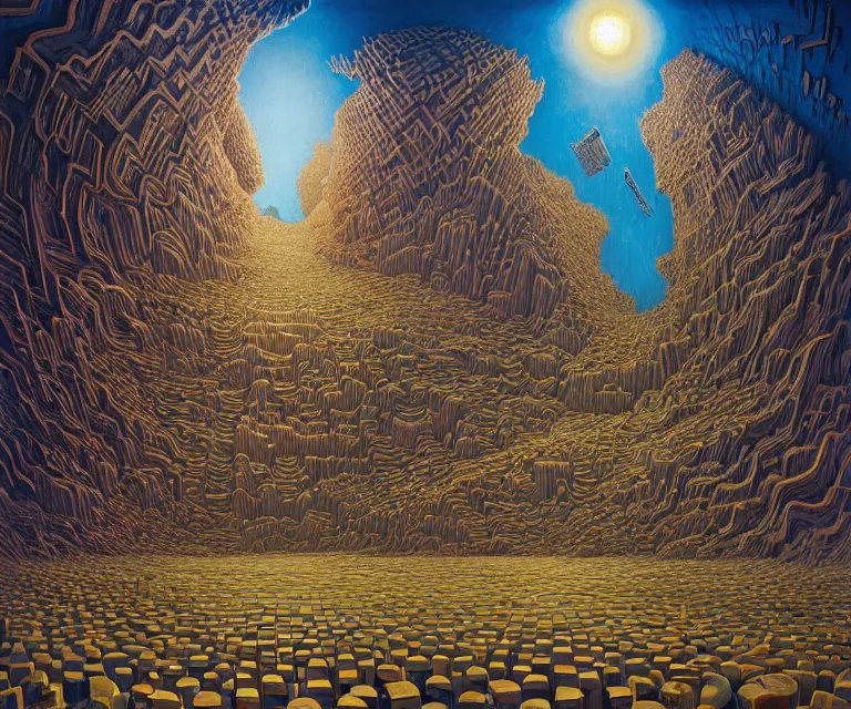 Prompt: hyper detailed 3d render like a Oil painting - is the world melting or am I descending into madness?, by Jacek Yerka, Mariusz Lewandowski, Houdini algorithmic generative render, Abstract brush strokes, Masterpiece, Edward Hopper and James Gilleard, Zdzislaw Beksinski, Mark Ryden, Wolfgang Lettl, hints of Yayoi Kasuma, octane render, 8k