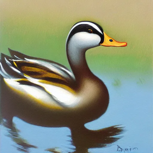 Image similar to a duck on the prowl oil painting tim obrien