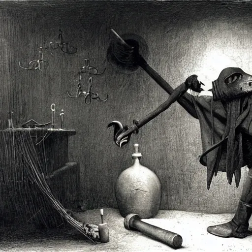 Image similar to collodion photography, plague doctors in the mist with weird rube goldberg machines, minimalist, joel peter witkin, heironymus bosch, gustave dore, beksinski, giger'