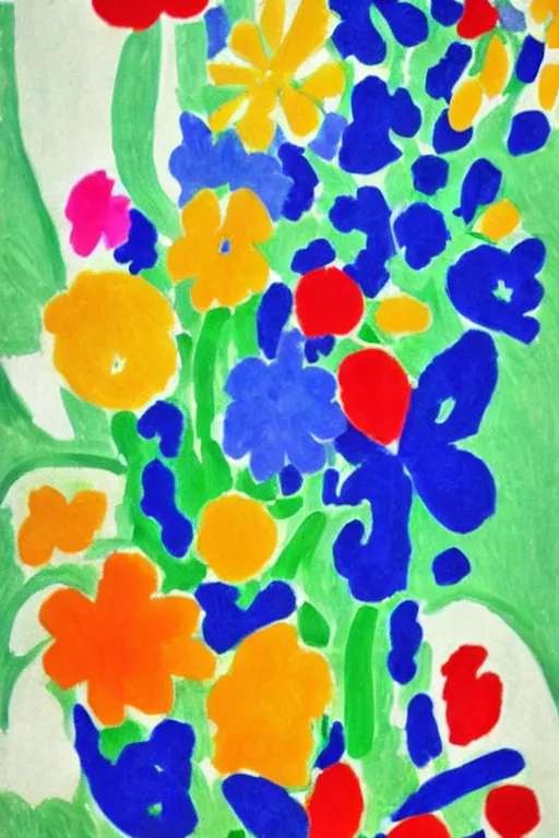 Prompt: matisse style bloom flowers, modern, eclectic, illustration,