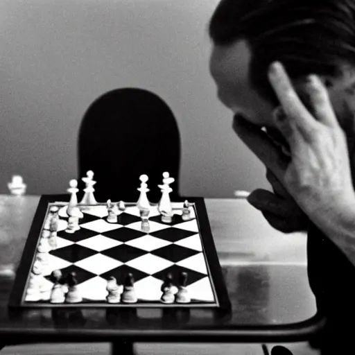 Image similar to a of Marcel Duchamp playing chess, reuters by Trent Parke