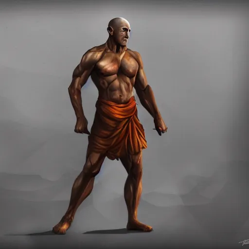 Prompt: muscular monk , concept art , digital painting , 4k , HD