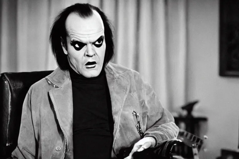 Prompt: Jack Nicholson from the shining dressed in goth