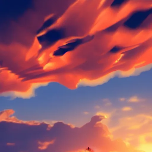 Prompt: burning clouds, 4k, post-processing, very very detailed, artstation, cute