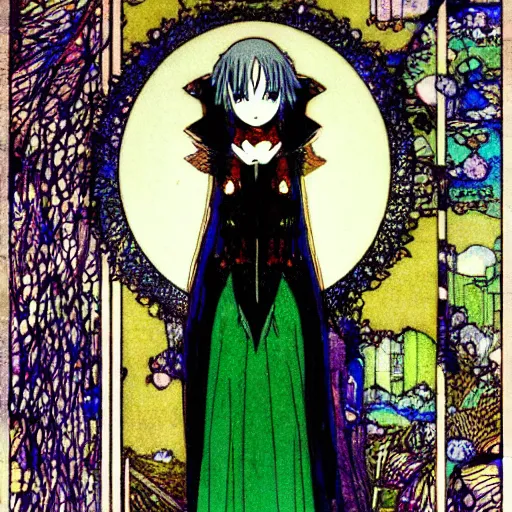 Prompt: anime girl, artwork by Harry Clarke, highly detailed, anime, manga