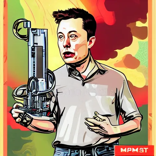 Image similar to elon musk, the trading card game, 8 k digital illustration