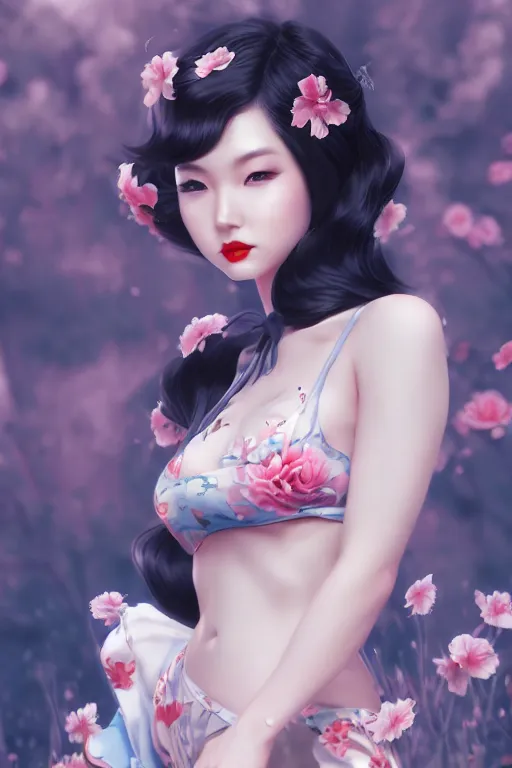 Image similar to a pin up and beautiful fashion and dreamlke japan girl, charming, art by artgerm & jeehyung lee & wlop, hyperdetailed, 8 k realistic, symmetrical, frostbite 3 engine, cryengine, dof, trending on artstation, wallpaper