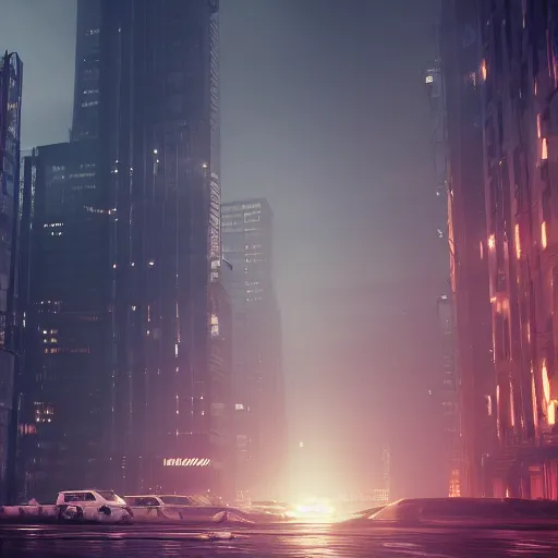 Image similar to a dystopian city at night, octane render, 8 k, depth of field, by wlop