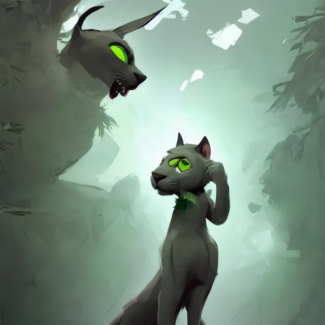 Image similar to a beautiful painting of a handsome anthropomorph gray and green panther furry fursona wearing an uniform. character design by cory loftis, fenghua zhong, ryohei hase, ismail inceoglu and ruan jia. artstation, volumetric light, detailed, photorealistic, rendered in octane