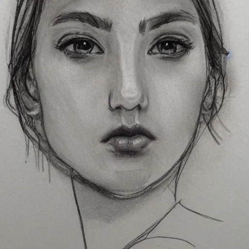 Image similar to a masterpiece sketch of the perfect face by monica lee