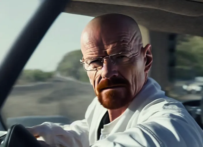 Image similar to film still of walter white as dominic toretto in furious 7 movie ( 2 0 1 5 ), 8 k