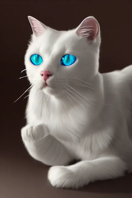 Prompt: hyper - realistic portrait of a white cat with blue eyes, photorealism, portrait photography, volumetric lighting, insanely detailed, artstation, 4 k, 8 k