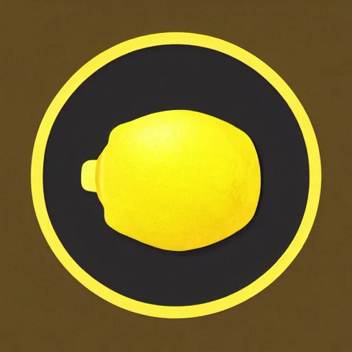 Image similar to low-poly logo of a lemon wearing a low-poly black fedora, 4k