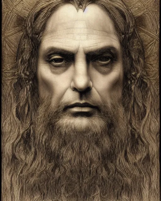 Image similar to matte painting portrait shot, leonardo da vinci sketch of cary grant, detailed and intricate by jean delville, marco mazzoni, art nouveau, symbolist, visionary, gothic, pre - raphaelite