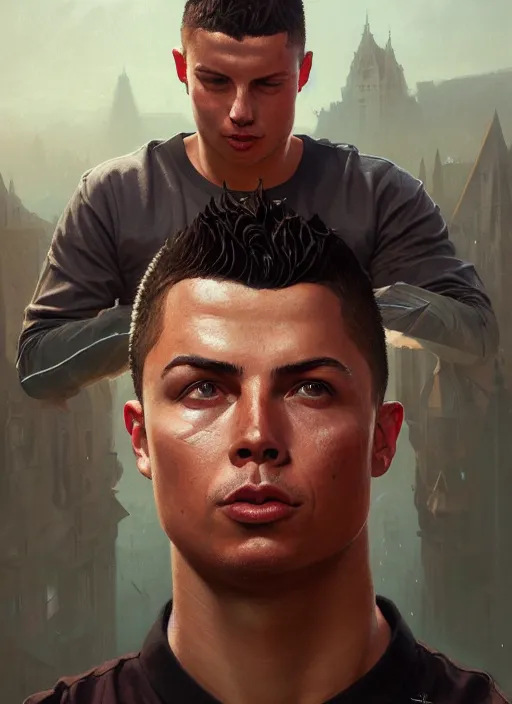 Image similar to highly detailed portrait of ronaldo luis nazario de lima, stephen bliss, unreal engine, fantasy art by greg rutkowski, loish, rhads, ferdinand knab and lois van baarle, ilya kuvshinov, rossdraws, tom bagshaw, alphonse mucha, global illumination, detailed and intricate environment