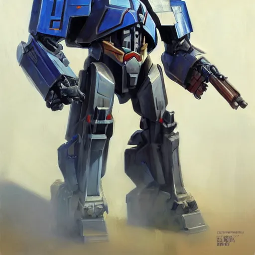 Image similar to greg manchess portrait painting of armored optimus prime as overwatch character, medium shot, asymmetrical, profile picture, organic painting, sunny day, matte painting, bold shapes, hard edges, street art, trending on artstation, by huang guangjian and gil elvgren and sachin teng