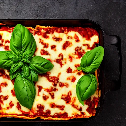 Prompt: studio photo of a platypus cooking a lasagna with three basil leaves over the lasagna