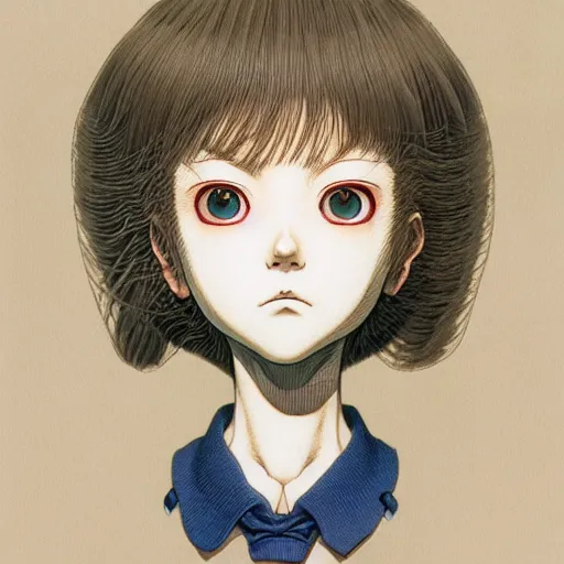 Image similar to prompt : 3 d render portrait painted in miyazaki color style drawn by katsuhiro otomo and takato yamamoto, inspired by fables, china doll face, smooth face feature, intricate oil painting, high detail, sharp high detail, manga and anime 2 0 0 0