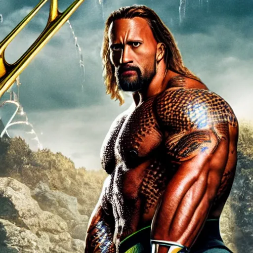 Image similar to Dwayne Johnson as Aquaman 4k detail