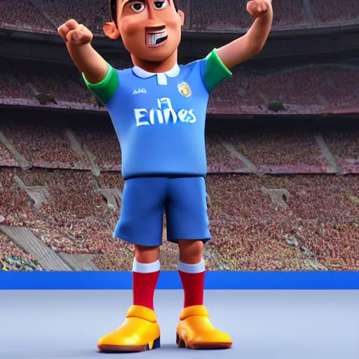 Image similar to cristiano ronaldo as a pixar disney character from up ( 2 0 0 9 ), unreal engine, octane render, 3 d render, photorealistic