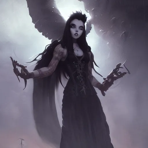 Image similar to kerli koiv the craft standing in a cemetery, darkwave, darksynth character portrait, sharp, digital matte painting, art by artgerm, greg rutkowski, wlop, dramatic lighting, trending on artstation