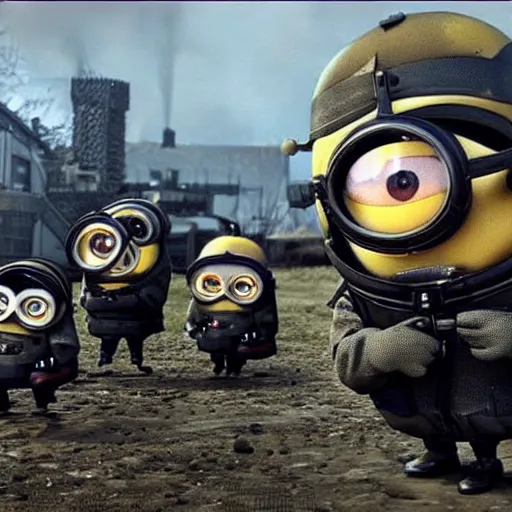 Image similar to Call of the duty: the Minions. game loading screen