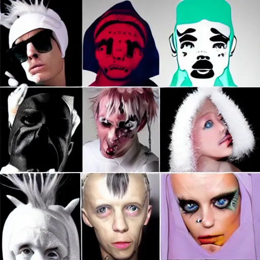 Image similar to blank & white characters, cute, zeff, die antwoord