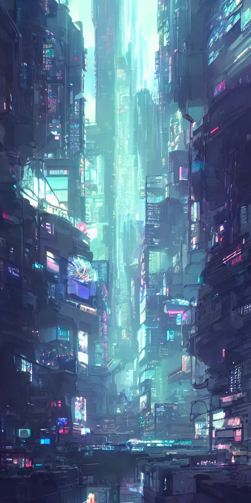 Image similar to a cyberpunk landscape by makoto shinkai, highly detailed digital art, trending on artstation