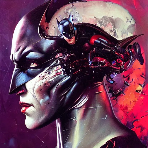 Image similar to dream portrait of Batman, cameras, melting ,8k,by tristan eaton,Stanley Artgermm,Tom Bagshaw,Greg Rutkowski,Carne Griffiths, Ayami Kojima, Beksinski, Giger,trending on DeviantArt,face enhance,hyper detailed,minimalist,cybernetic, android, blade runner,full of colour