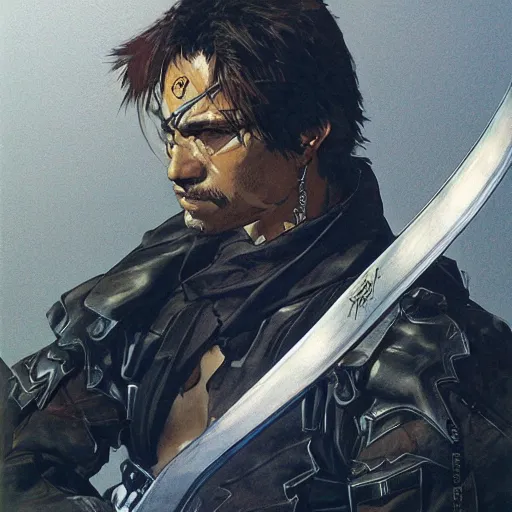 Prompt: portrait of a hero holding his sword in front of his face by yoji shinkawa, high quality, extra details, realism