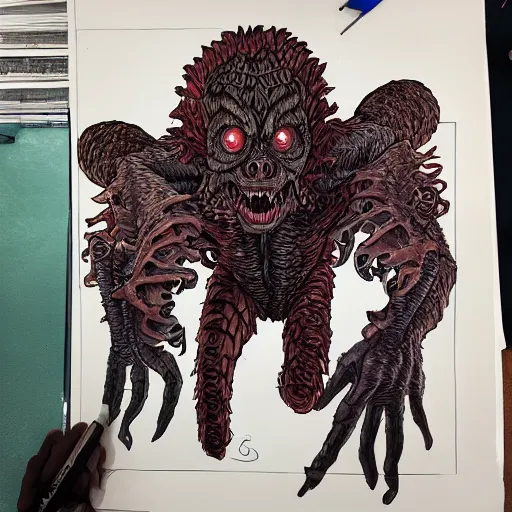 Image similar to A photo of a Demogorgon going to monster school. Very detailed composition.