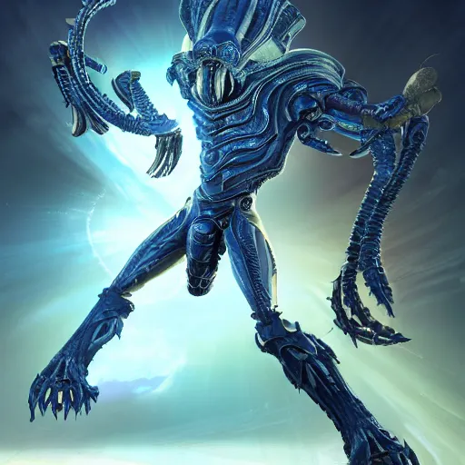 Image similar to a highly detailed vector render of a protoss zealot from starcraft, fighting a xenomorph from alien, science fiction, high contrast, blue and black color scheme, art by artgerm and greg rutkowski and alphonse mucha, volumetric lighting, octane render, 4 k resolution, trending on artstation, masterpiece