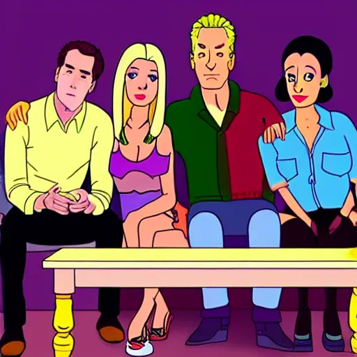 Image similar to still from the hit tv show friends in the style of bojack horseman