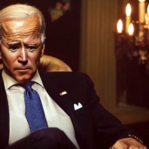 Prompt: a photographic still of Joe Biden starring as Tony Montana, cinematic